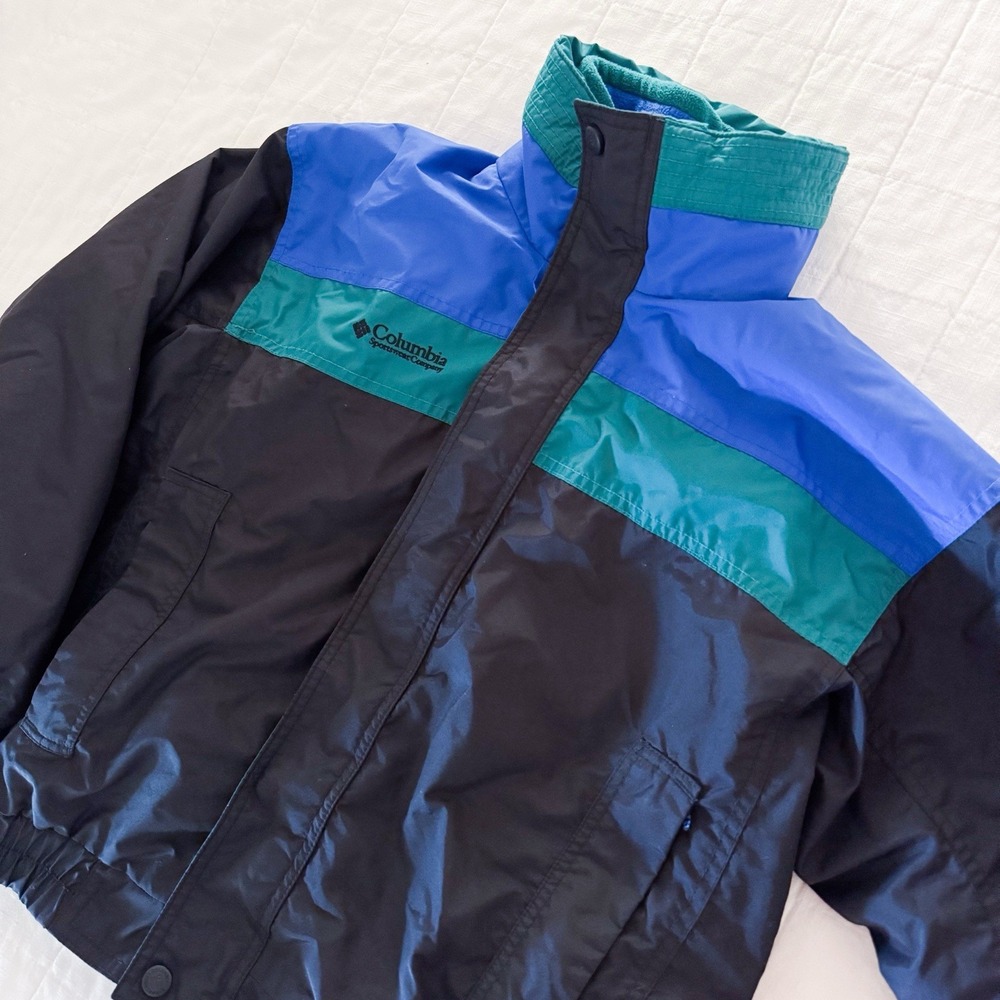 Vintage Columbia Color Block Bugaboo Jacket 14/16 Boys Black Blue‎ Green